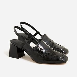 J. Crew Layne slingback loafer heels in crinkle leather Sz. 7.5